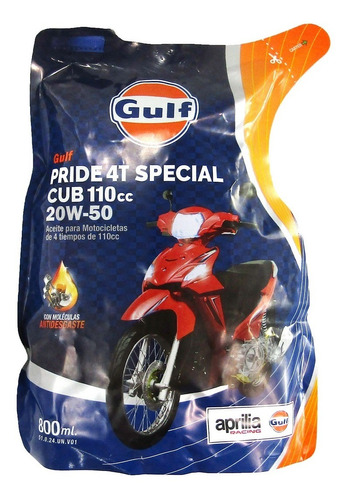 Lubricante Gulf Pride Moto 4t Special 20w50  Mineral Dp 800m