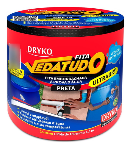 Fita Adesiva Reparadora P/ Uso Geral 100 Mm X 1,5 M Vedatudo