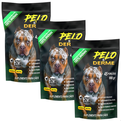 Kit 03 Suplementos Pelo E Derme Bully Nutrition Todas Idades