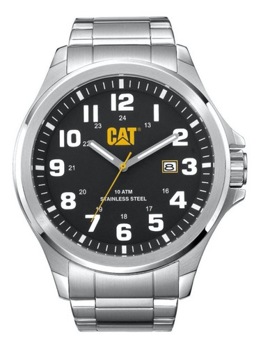 Reloj Caterpillar Hombre Acero Sumergible Operator Steel Color Del Fondo Negro Color De La Malla Plateado