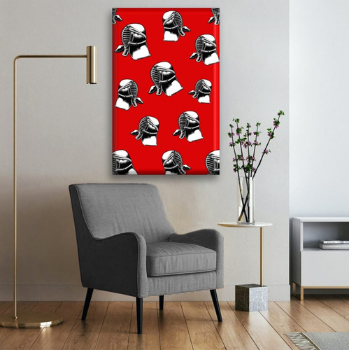 Cuadro Canva Decorativo Casco Samurai 90x60 Cm