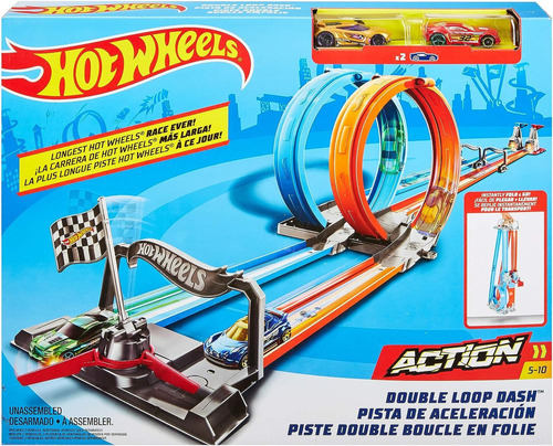Hot Wheels Doble Bucle Dash Drag Racing Con 2 Vehí Playset Color Multicolor