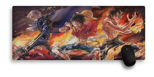 Mouse Pad Gamer Anime Desenho One Piece Luffy Ace Sabo 66x31