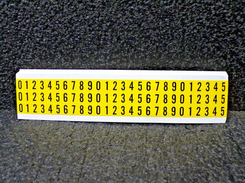 Brady Number Label, 0 Thru 9, Black/yellow, 3/8  Charact Ddc