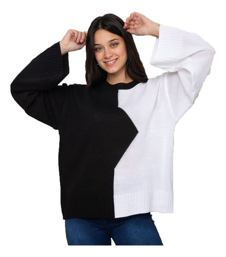 Sweater Lana Mujer Pullover Dama Amplio Dos Colores Oversize
