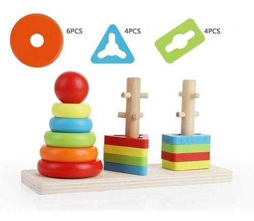 Juego Bloque Encaje Madera Figuras Geométricas  Niños