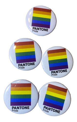 Pack 5 Pins Panton E  Gay Boton 5.5cm Lgbttiq Arcoiris Pride
