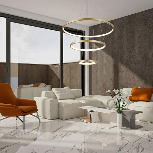 C Luminaria De Led Moderna 3 Arcos Dourado Moderno Para