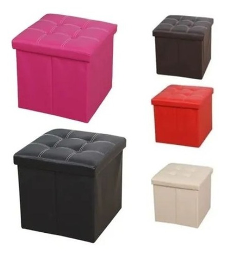 Baúl Plegable Tomy  Eco Cuero Asiento 38cm Puf Pouf Caja Org