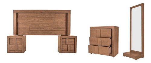 Recamara King Size Jazz 5 Piezas Roble Këssa Muebles
