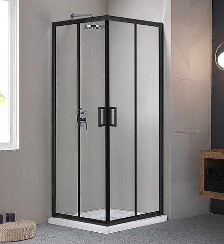 Box De Ducha Rectangular Negro - Mod. 8025nt Sin Receptáculo