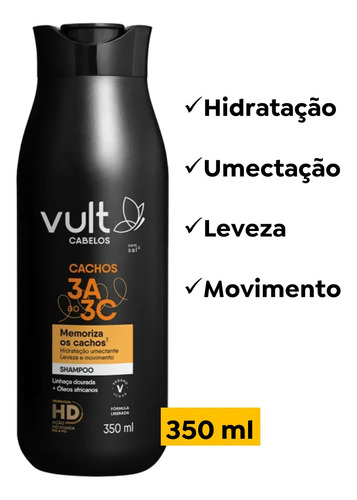 Shampoo Cabelos Cacheados 3a 3b 3c Hidratação Cachos Vult
