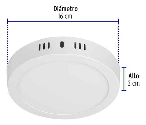 Luminario Led Tipo Plafón 12 W, Redondo, Luz De Día; 46713 Blanco