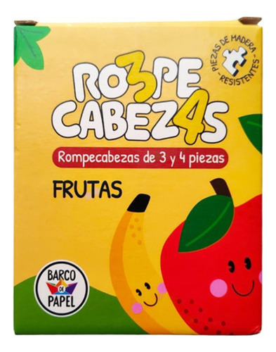 Rompecabezas De Madera Frutas 3/4pz Didáctico Barco De Papel