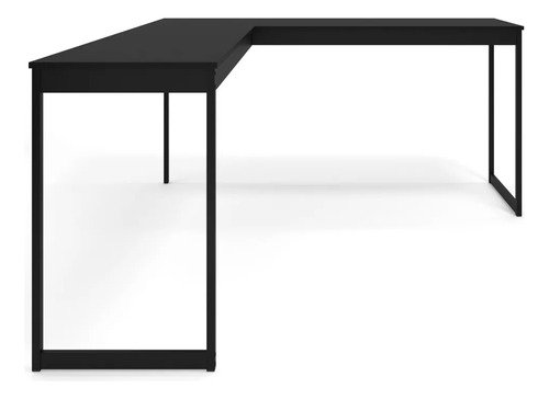 Escrivaninha Mesa Em L Industrial De Canto Vintage Ferro E Madeira Cor Preto, Para Escritório Ou Home Office, Amplo Espaço, Ideal Para Trabalho, Estudos, Computador Design Nordico