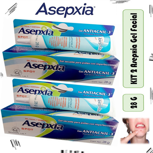 Kit 2 Asepxia Gel Facial Spot Transparente Tubo 28 G