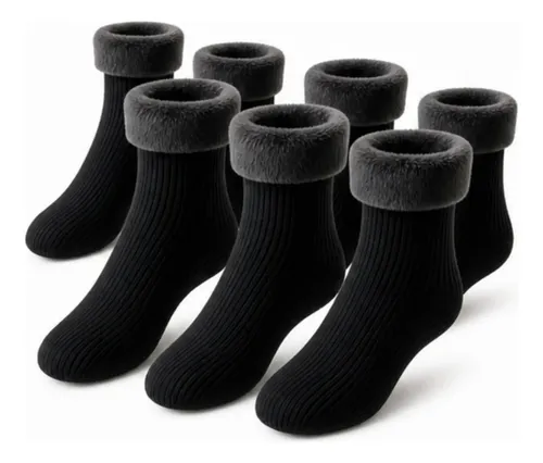 Kit 6 Meias Térmica Grossa Quente Inverno Frio Forrada Pelo