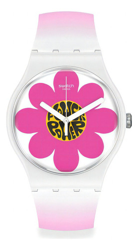 Reloj Swatch Flower Hour So32m104 Color de la correa Rosa Color del bisel Gris Color del fondo Rosa