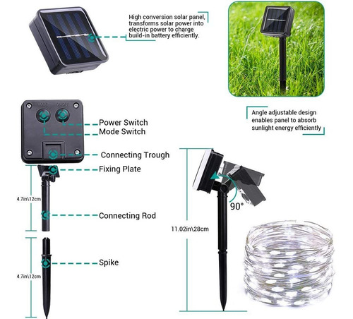 Pack De 2 Luces Solares Impermeables Para Navidad, Vacacione