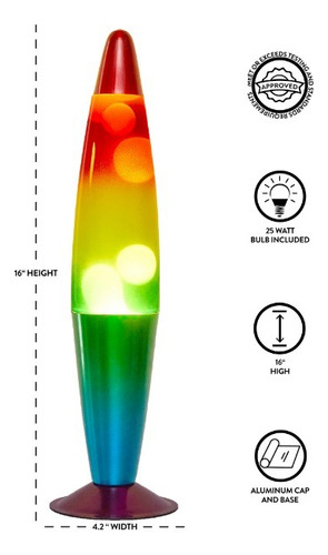 Lampara Led De Lava Base De Metal Arcoíris De 16 Decoracion