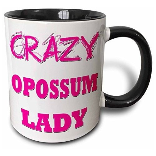 Taza Crazy Opossum Lady Two Tone, 11 Oz, Negro