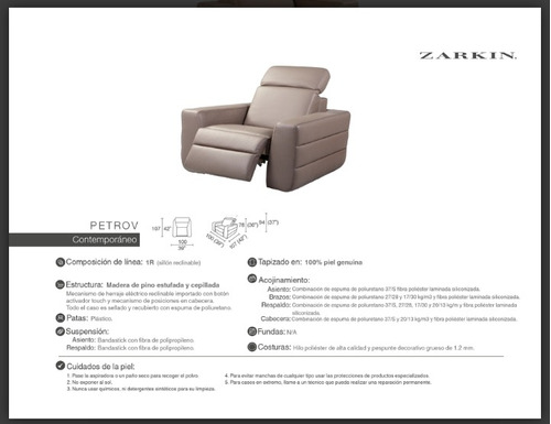 Sillon Reposet Reclinable Electrico De Piel Tuttopelle 