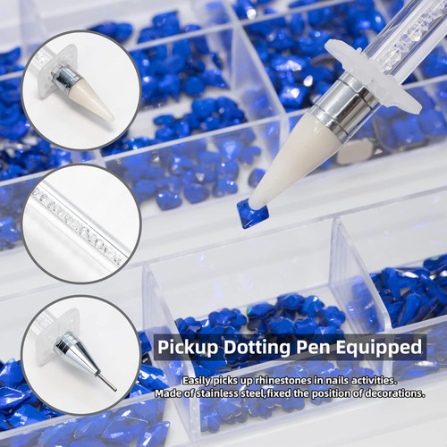 Madeshow Nail Art Rhinestones, 1000 Diamantes De Forma Especial, Mezcla De 20 Estilos De Cristales Planos Rhinestone Decorativo Azul Gemstone Set, Nail Gemstone And Rhinestone Set