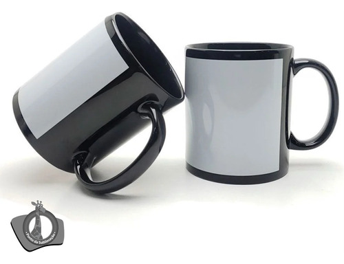 Caneca Sublimação Preta Com Tarja Branca 12 Unidades Cor Preto