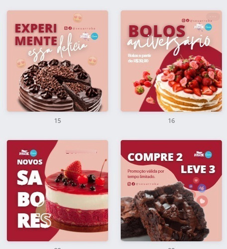 Imagem 4 de 10 de Pack Confeitaria +300 Artes 100% Editáveis No Canva + Bônu