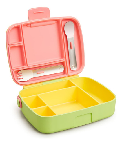 Bento Box Munchkin ® Verde / Rosa / Amarelo Com Talheres