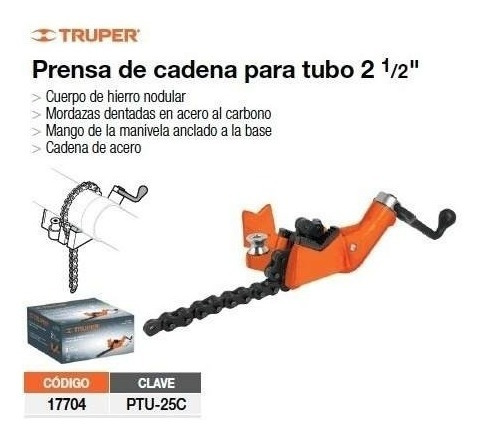 Imagen 4 de 7 de Prensa Cadena Para Tubo 2.5 Truper 17704 Envio Gratis