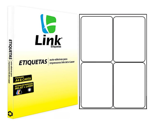 Etiqueta Adesiva A4 98,0mm X 139,0mm Couche Com 100 Folhas