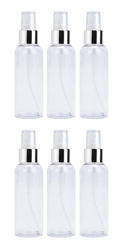 Pack 6 Frascos Plasticos Bala Con Pico Spray Plata 120ml