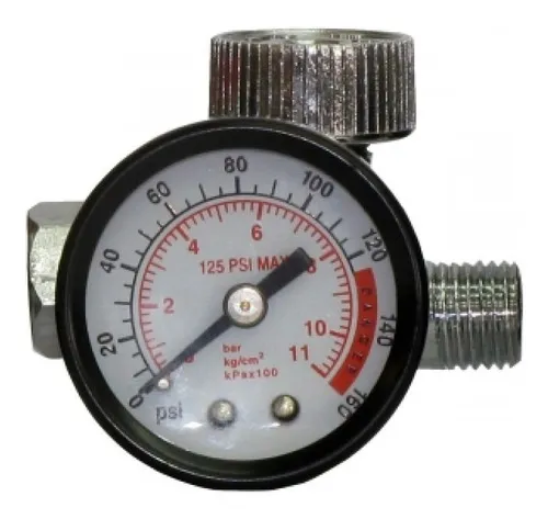 Regulador De Presion 1/4 Con Manometro (mini) Ar160g Silver