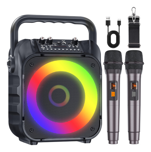 Máquina De Karaoke Verkb Con 2 Micrófonos Inalámbricos Bluet