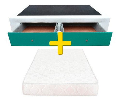 Combo Base Cama 90x190 Con Cajones + Colchón Anatómico.