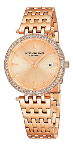 Reloj Mujer Stuhrling 3929 Cuarzo Pulso Oro Rosa En Acero