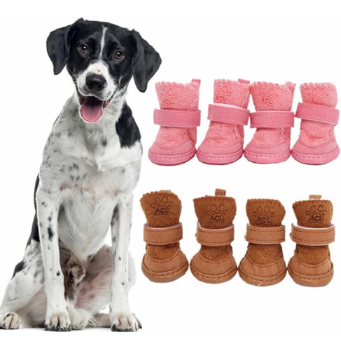 Zapatos Botas Para Perros Felpa Cálidos Talla M