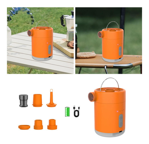 Bomba Eléctrica Recargable Para Inflar Y Desinflar Naranja