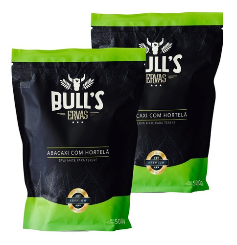 Erva Bull's Premium 500g Abacaxi Com Hortelã 2un Tereré