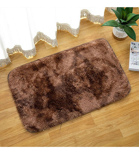 Tapete Decorativo 60x40cm Baño Recámara Sala Felpaultrasuave Ancho 40 Cm Color Marrón Oscuro Diseño De La Tela Geométrica Largo 60 Cm