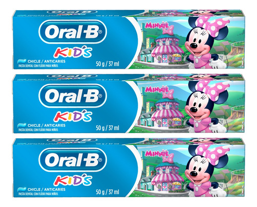 Oral B Kids Kit X3 Pasta Dental Con Fluor Para Niños Minnie