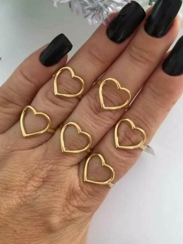 Imagem 2 de 3 de Anel Coração Vazado Ouro Branco E Ouro Amarelo El Semijoias