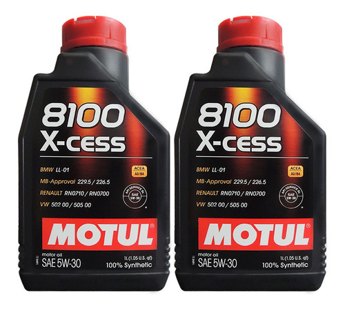 Aceite Auto  Motor 5w30 Sintético 100% Motul X-cess 2 Litros