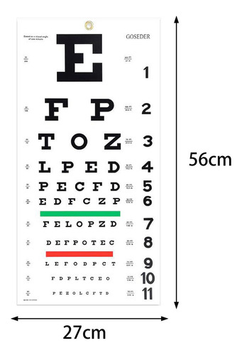 Tabla Optométrica Para Examen Ocular, Barras De Colores,