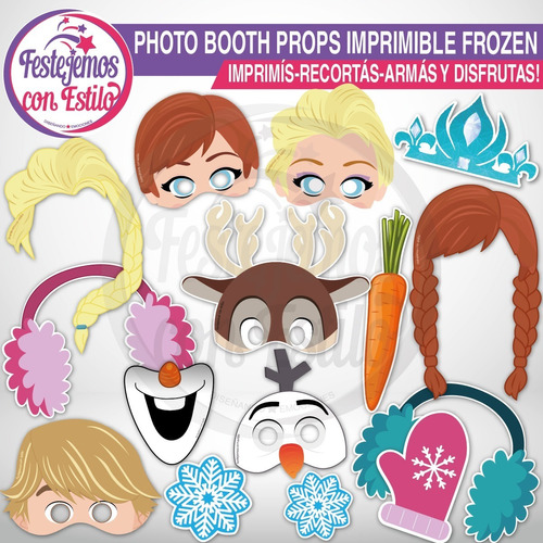 Photo  Booth Props Imprimible  De Frozen Cumpleaños