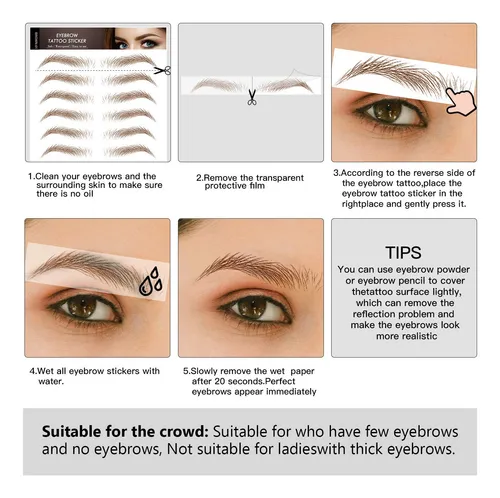 5 Hojas Prácticas De Pegatinas Artificiales Para Cejas, De S