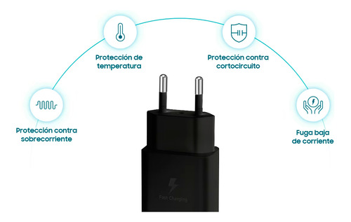 Cargador Samsung Con Cable Usb Pd Tipo C Black 15w 100-240 V
