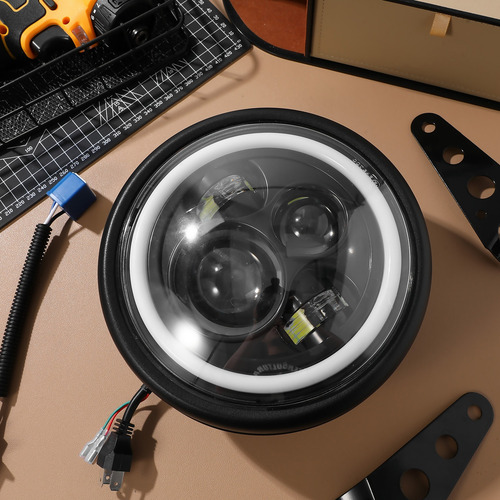 Faro 7 Pulgadas Led Carcasa+cableado De Tránsito Para Moto