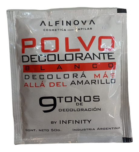 Polvo Decolorante Blanco 9 Tonos Alfinova X 50g